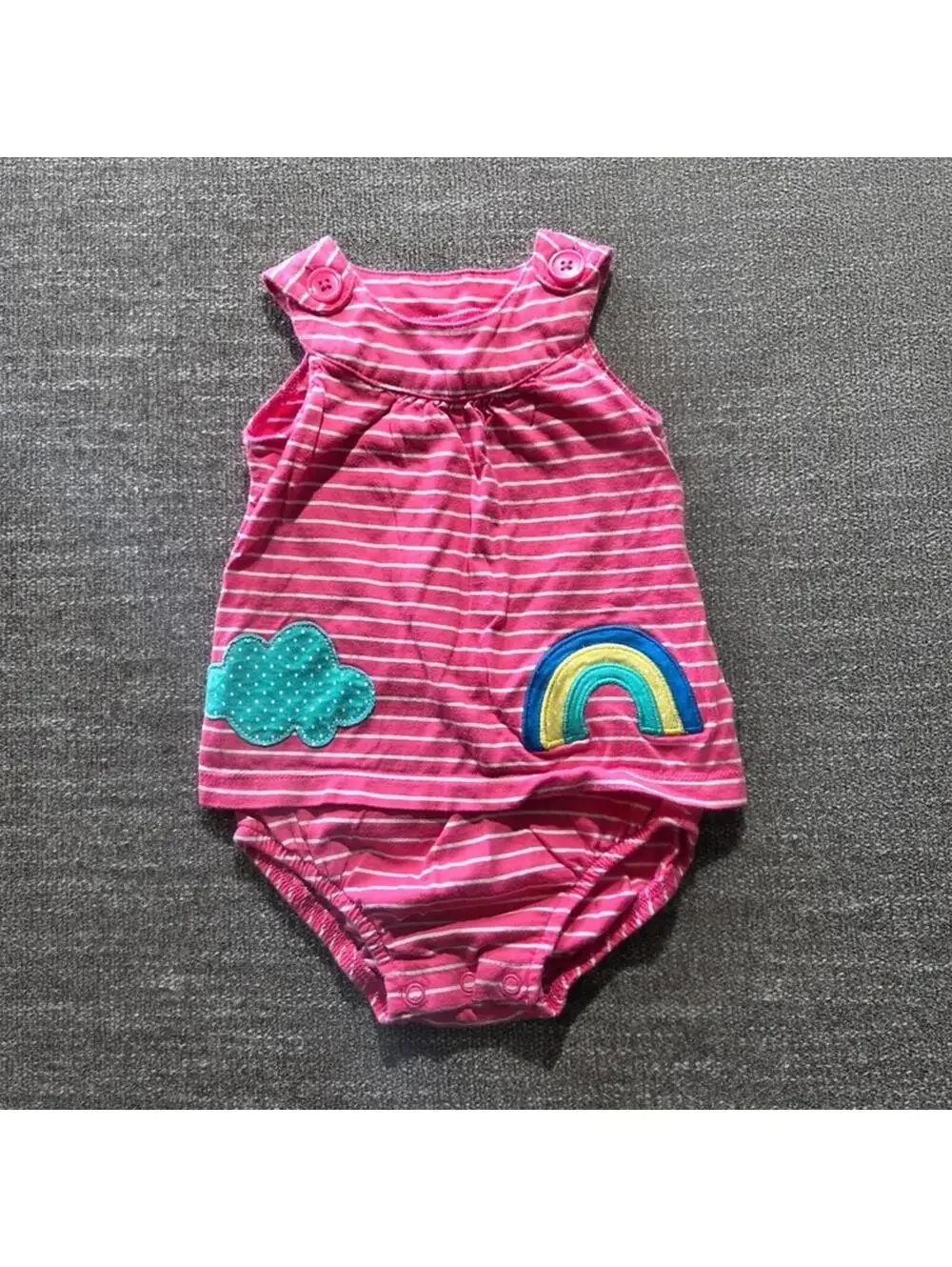 Carter's Pink Ranibow and Cloud Romper Dress 18 month #1109